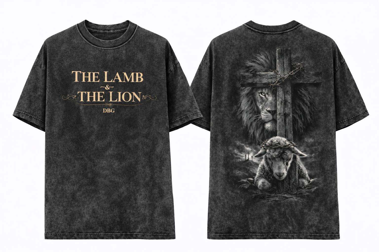 THE LAMB & THE LION – Tee (Vintage Black Wash)