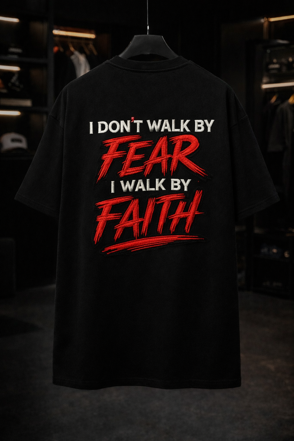 I DON’T WALK BY FEAR, I WALK BY FAITH – Tee (Black)
